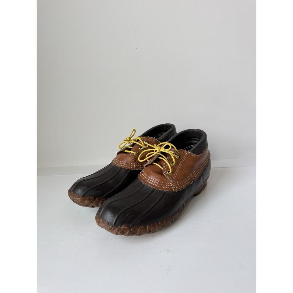 Vintage LL BEAN Brown Low Waterproof Rubber Duck Boots Maine Women's 10 Men's 8